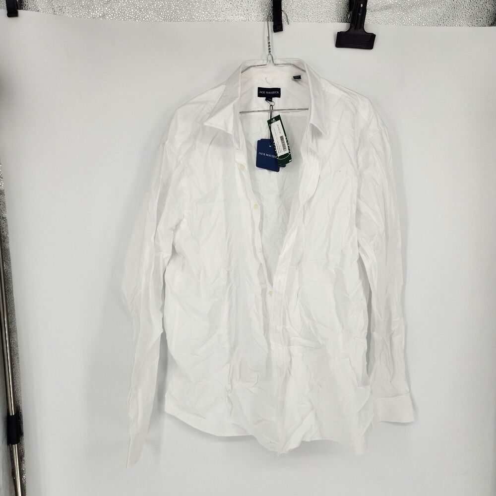Jack Maverick Men's XL White Manhattan Poplin Long Sleeve Shirt NWT